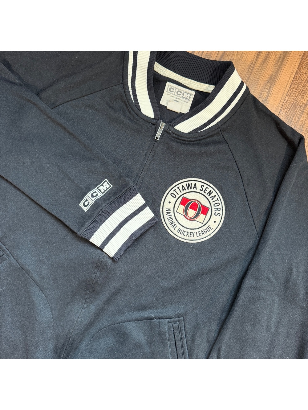 CCM Ottawa Senators Full Zip Track Jacket Mens XL Black NHL Vintage Hockey
